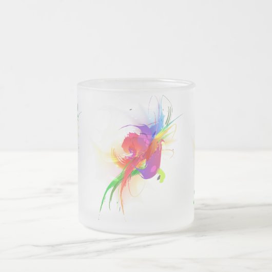 Abstracte Rainbow Loriket Paint Spletters Matglas Koffiemok (Center)