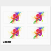 Abstracte Rainbow Loriket Paint Spletters Rechthoekige Sticker (Vel)