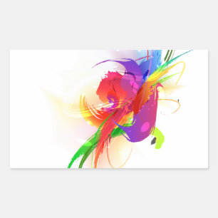 Abstracte Rainbow Loriket Paint Spletters Rechthoekige Sticker