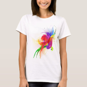 Abstracte Rainbow Loriket Paint Spletters T-shirt