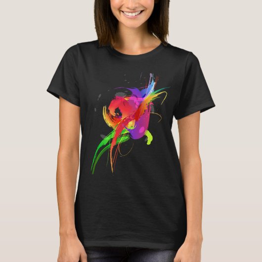 Abstracte Rainbow Loriket Paint Spletters T-shirt (Voorkant)