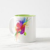 Abstracte Rainbow Loriket Paint Spletters Tweekleurige Koffiemok (Voorkant links)