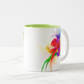 Abstracte Rainbow Loriket Paint Spletters Tweekleurige Koffiemok (Voorkant rechts)
