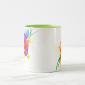 Abstracte Rainbow Loriket Paint Spletters Tweekleurige Koffiemok (Center)