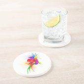 Abstracte Rainbow Loriket Paint Spletters Zandsteen Onderzetter (Zijkant)