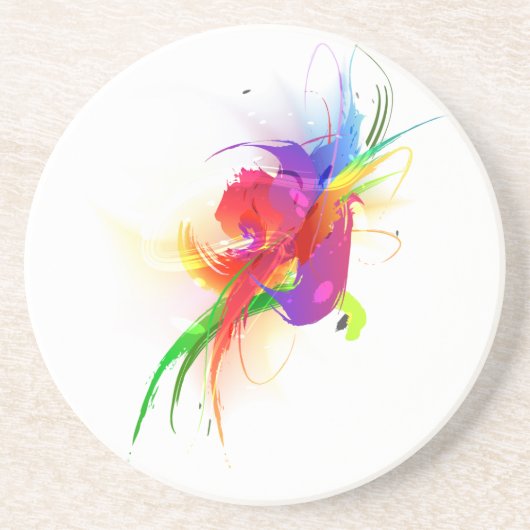 Abstracte Rainbow Loriket Paint Spletters Zandsteen Onderzetter (Voorkant)