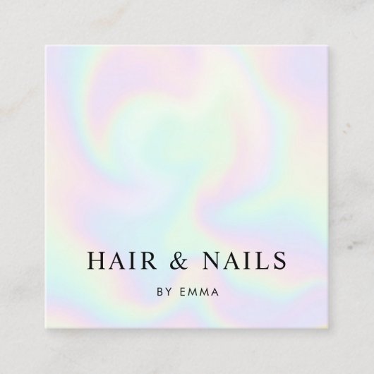 Abstracte Rainbow Swirls Hair Stylist & Nail Tech Vierkante Visitekaartje (Voorkant)