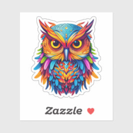 Abstracte Rainbow Uil Kleurrijke Waterverf Kunstwe Sticker