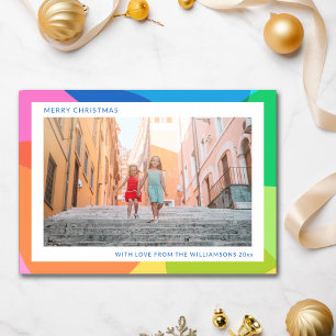 Abstracte Rainbow Unique 2 foto Moderne Kerst Feestdagenkaart