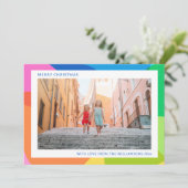 Abstracte Rainbow Unique 2 foto Moderne Kerst Feestdagenkaart (Staand voorkant)