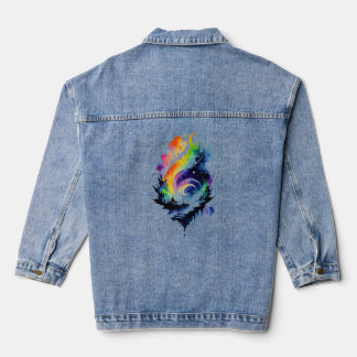 Abstracte Rainbow Waterverf Fantasy Landscape Denim Jacket