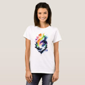 Abstracte Rainbow Waterverf Fantasy Landscape T-shirt (Voorkant volledig)