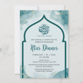 Abstracte Ramadan Iftar-dineruitnodiging in Teal G Kaart (Voorkant)