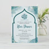 Abstracte Ramadan Iftar-dineruitnodiging in Teal G Kaart (Staand voorkant)