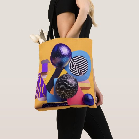 Abstracte rangschikking met kleurrijke bollen tote bag (Dichtbij)