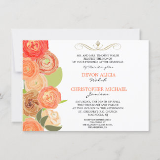 Abstracte Ranunculus Herfst Flowers Wedding Invite Kaart
