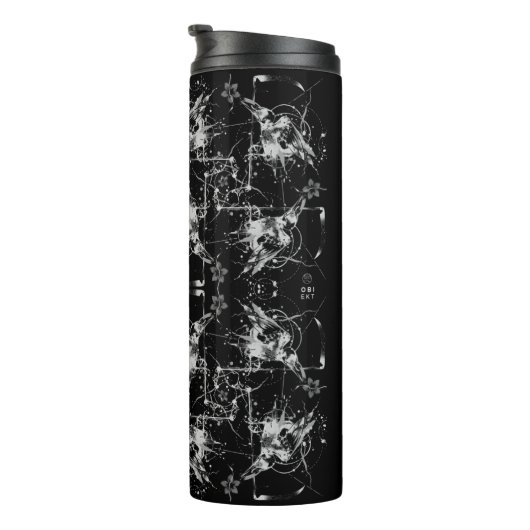 Abstracte Raven Black Thermal Tumbler Thermosbeker (Geroteerd rechts)