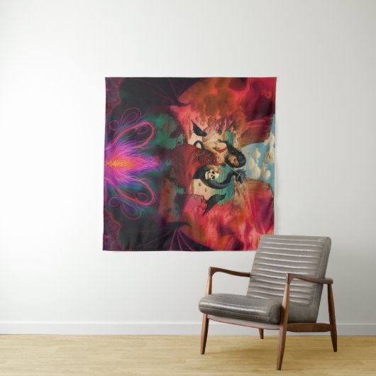 Abstracte Raven Skull Occult Dark Witchy AI Art Wandkleed (In Situ (horizontaal))