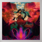 Abstracte Raven Skull Witchy AI Art Matte Waarde Poster (Voorkant)