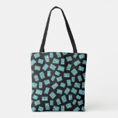 Abstracte rechthoeken 081122 - Ice Blue op zwart Tote Bag (Achterkant)
