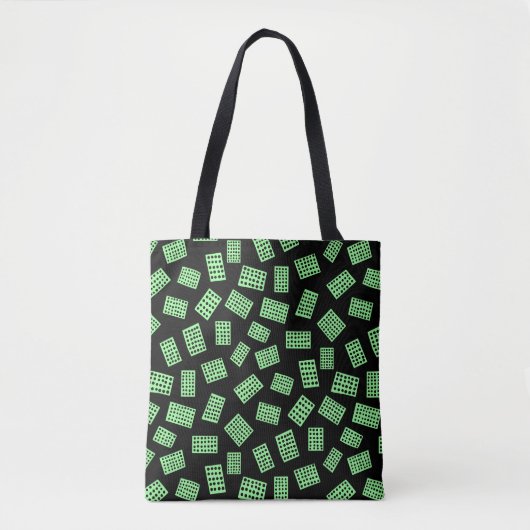 Abstracte rechthoeken 081122 - Mint groen op zwart Tote Bag (Voorkant)