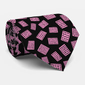 Abstracte Rechthoeken 081122 - Roze op Zwart Stropdas (Opgerold)