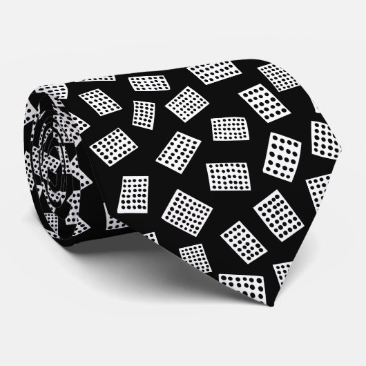 Abstracte rechthoeken 081122 - wit op zwart stropdas (Opgerold)