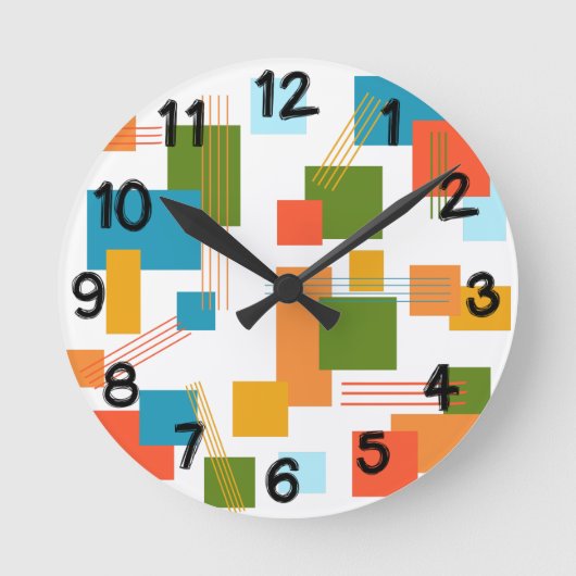 Abstracte rechthoeken en lijnen ronde klok (Voorkant)