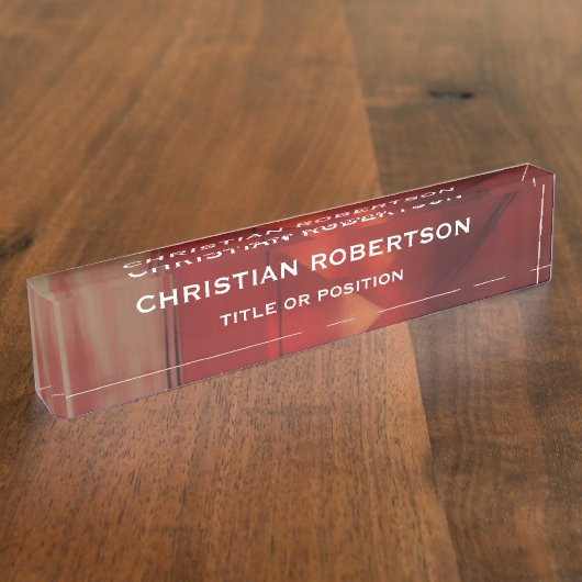 Abstracte Red Modern Simple Plain Business Naambordje (Zijkant)