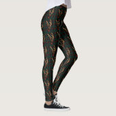 Abstracte Red-Nosed Reindeer op Black Plaid Leggings (Rechts)