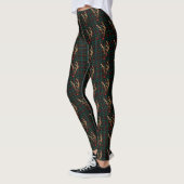 Abstracte Red-Nosed Reindeer op Black Plaid Leggings (Links)
