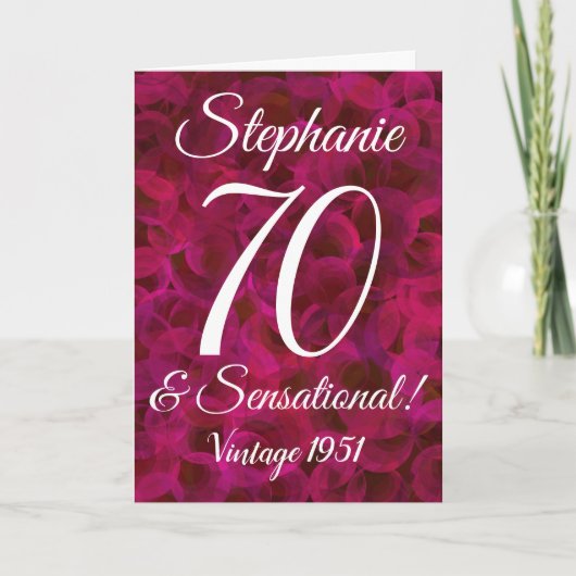 Abstracte Red Rose 70 en Sensational Birthday Kaart (Voorkant)