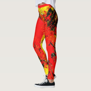 Abstracte Red Yellow Black Shiny Girly Chic-Mode Leggings