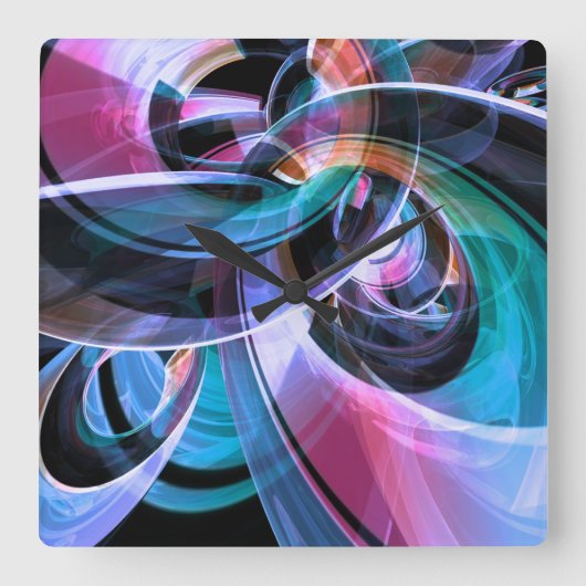 Abstracte reflecterende ringen vierkante klok (Voorkant)