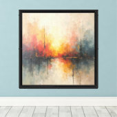 Abstracte reflectie bij zonsondergang canvas afdruk (Insitu (Houten vloer))