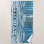 Abstracte reflectie met naam blauw strandlaken (Voorkant)