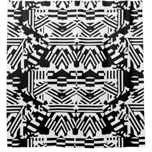 Abstracte reflecties: lijnen, kubussen en monochro douchegordijn (Voorkant)