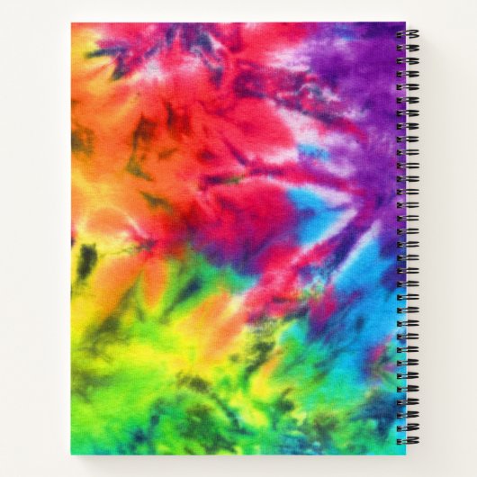 Abstracte regenbatik Tie Dye Retro Boho Monogram Notitieboek (Achterkant)