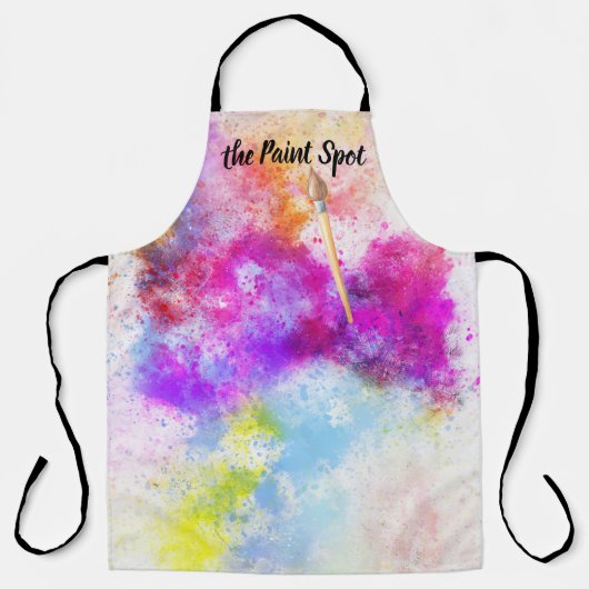 Abstracte regenboog aquarel verf | Monogram Schort (Voorkant)