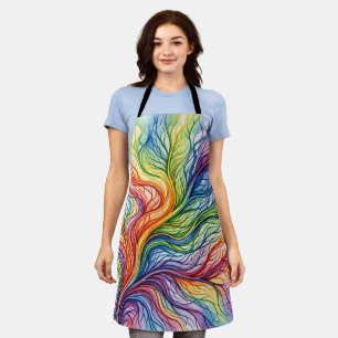 Abstracte regenboog bladnerf watercolor schort