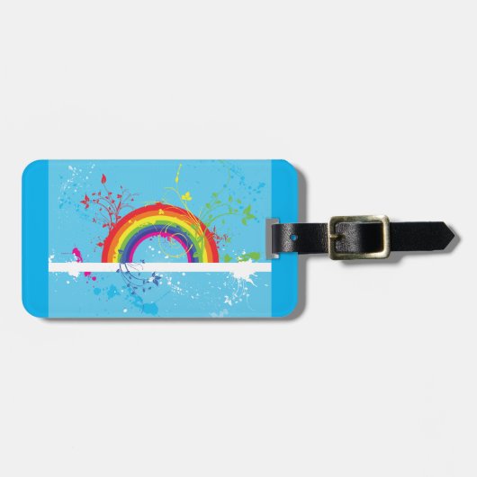 Abstracte Regenboog Bloemen Wervelingen en Paint S Bagagelabel (Voorkant horizontaal)