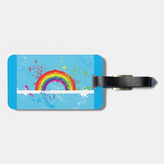 Abstracte Regenboog Bloemen Wervelingen en Paint S Bagagelabel (Achterkant horizontaal)