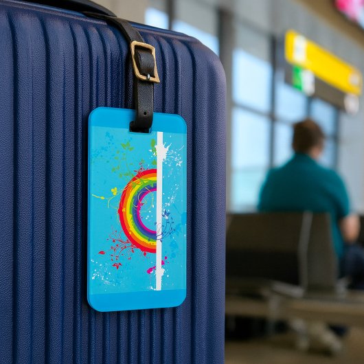 Abstracte Regenboog Bloemen Wervelingen en Paint S Bagagelabel
