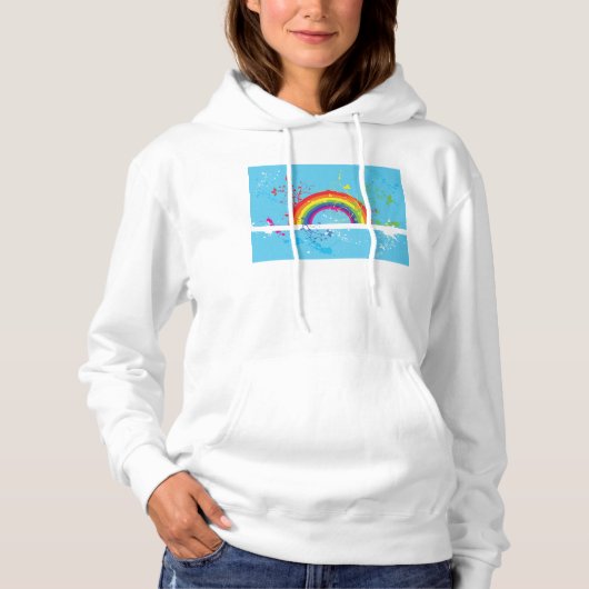 Abstracte Regenboog Bloemen Wervelingen en Paint S Hoodie (Voorkant)