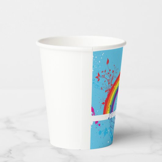 Abstracte Regenboog Bloemen Wervelingen en Paint S Papieren Bekers (Rechts)