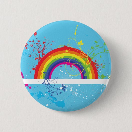 Abstracte Regenboog Bloemen Wervelingen en Paint S Ronde Button 5,7 Cm (Voorkant)