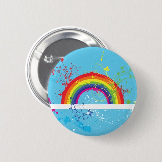Abstracte Regenboog Bloemen Wervelingen en Paint S Ronde Button 5,7 Cm (Voorkant /achterkant)