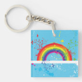 Abstracte Regenboog Bloemen Wervelingen en Paint S Sleutelhanger (Voorkant)
