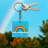 Abstracte Regenboog Bloemen Wervelingen en Paint S Sleutelhanger