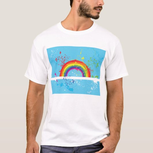Abstracte Regenboog Bloemen Wervelingen en Paint S T-shirt (Voorkant)